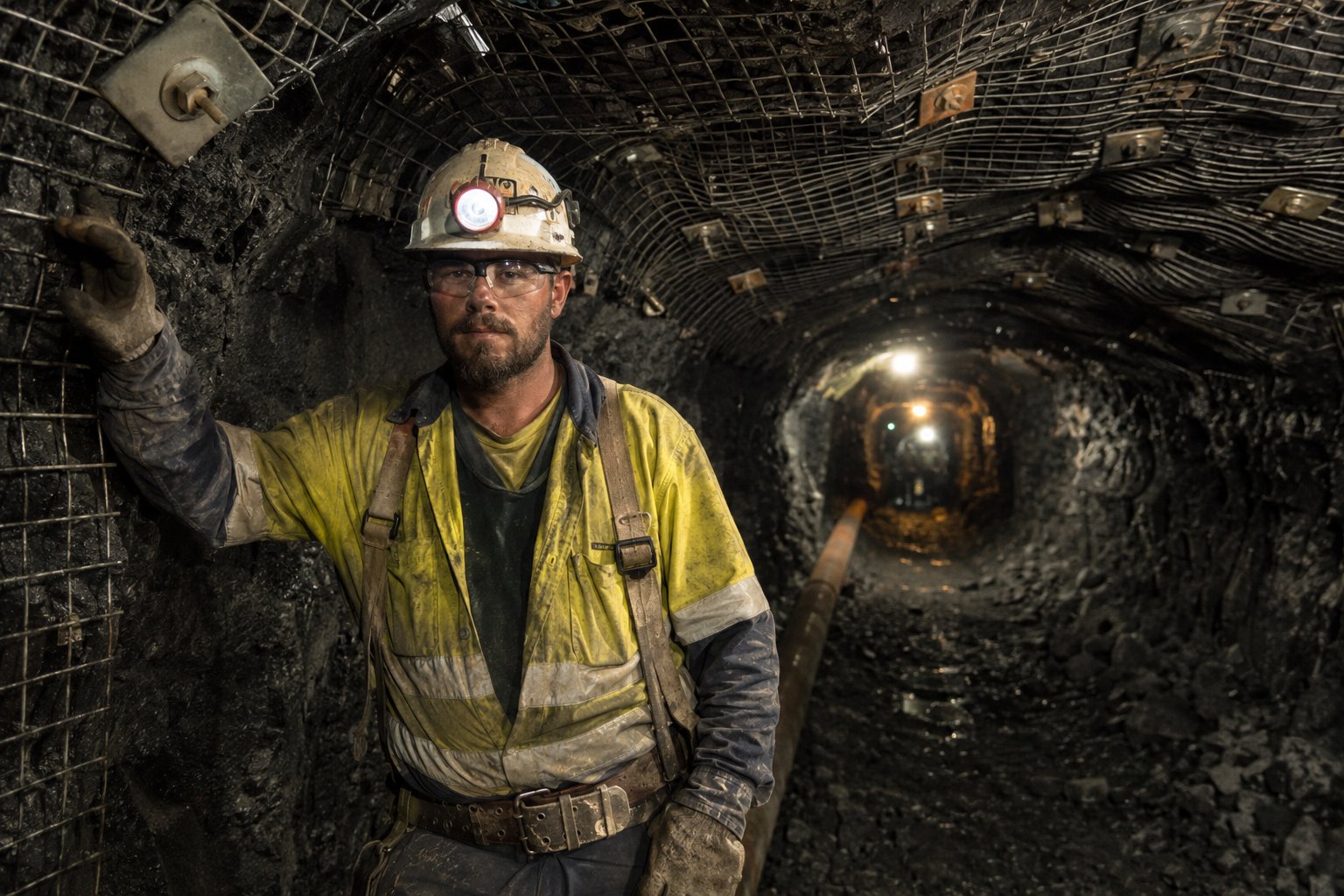 Underground loader vehicle operating in a mine tunnel